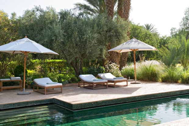 A quiet spot poolside at Dar Ahlam in Morocco