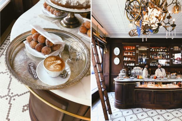 Italian-style coffee and bomboloni pastries delight patrons in the morning at Via Carota's new Bar Pisellino, which evolves into aperitivo hour later in the day. Photo courtesy of Bar Pisellino. 