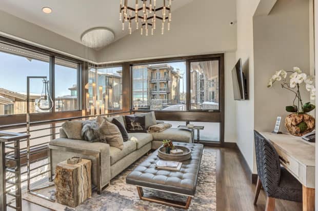 A living room in the Stein Eriksen residences. Courtesy Stein Eriksen, Colorado