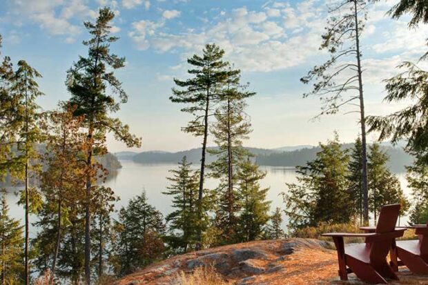 Adirondack Chairs overlooking Saranac Lake. Courtesy The Point