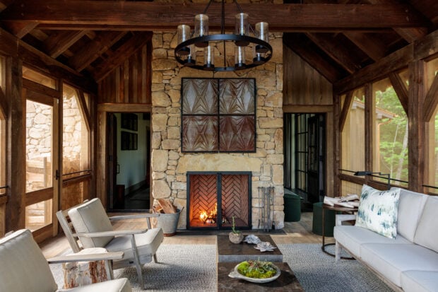 A screened-in porch in one of the private homes at Blackberry Mountain. Photo courtesy of Blackberry Mountain