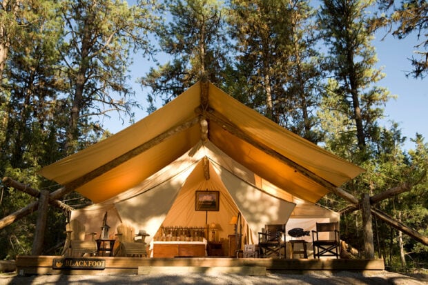 A glamping tent at the Resort at Paws Up. Courtesy Paws Up