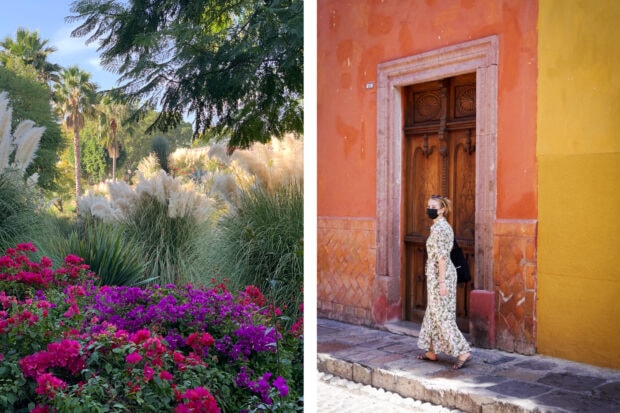 From left: A view from my suite's patio at the Rosewood San Miguel de Allende (photo by Elizabeth Harvey); touring the streets of San Miguel's historic center (photo by Korena Sinnett)