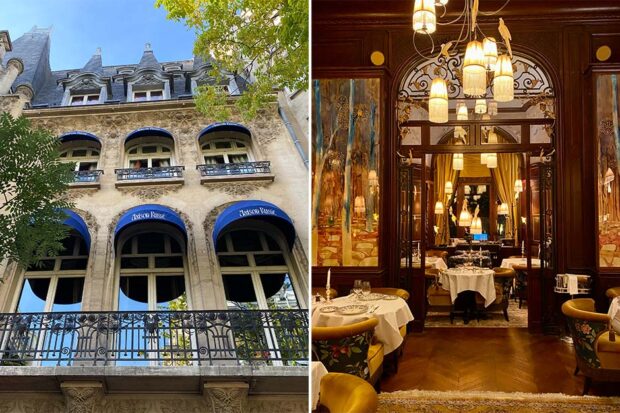 Maison Russe exterior (left); one of Maison Russe's main dining room (right), photo by Indagare Founder Melissa Biggs Bradley