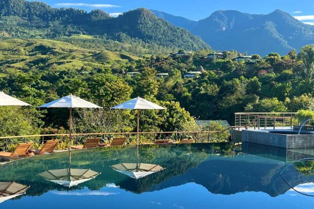 Pool view at Hacienda AltaGracia wellness resort in Costa Rica. Photo by Eliza Harris, courtesy Indagare 