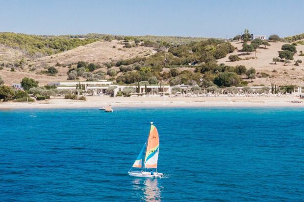 Sailboat at Amanzoe. Courtesy Aman