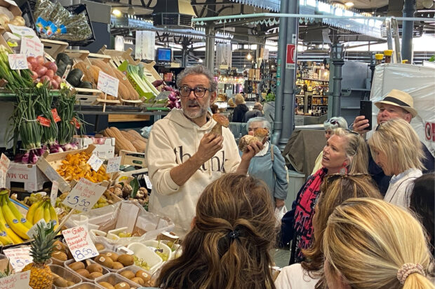 In the market in Modena with Massimo.