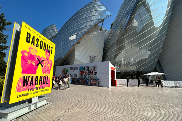 Entrance to the Basquiat x Warhol Exhibit at Louis Vuitton Foundation. Photo by Jen Barr, courtesy Indagare